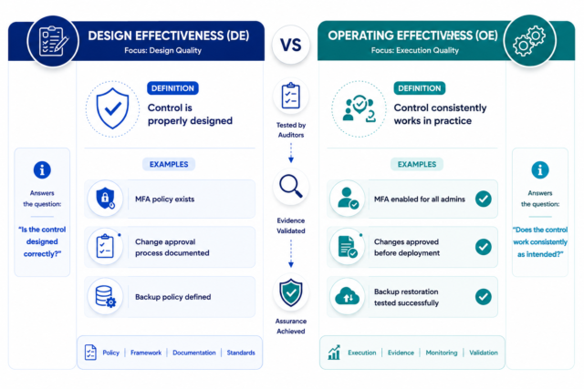Design effectiveness vs operating effectiveness comparison in ITGC audits